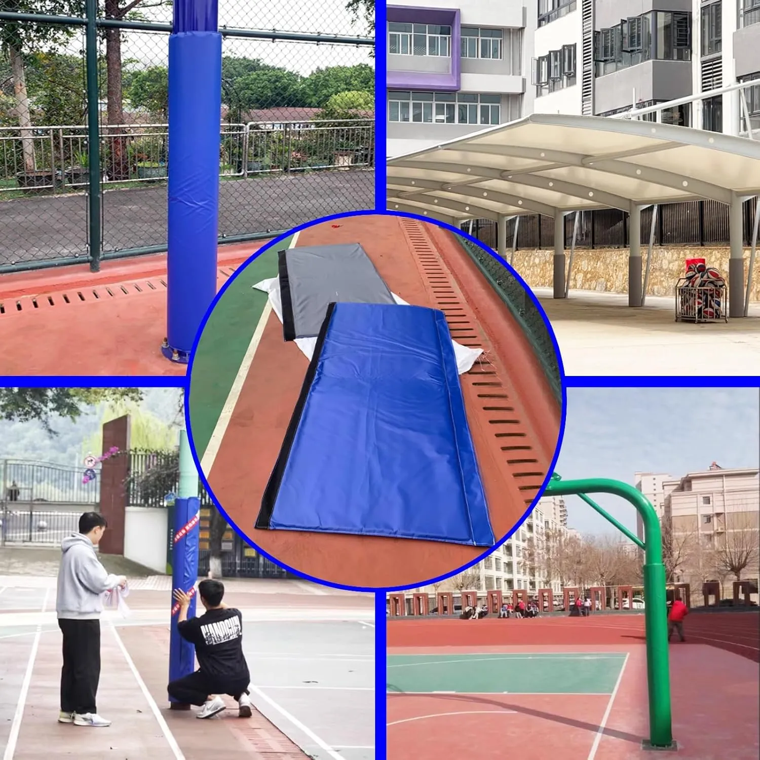 School Basketball Post Protector 4.9' 5.2' 5.6' 5.9', Street Lamp Basketball Football Volleyball Pole Protective Pads, All-Weather Garage Pole Padding Wrap Around(Dia 165mm (6 1/2in),H 1.7m/5.6ft)