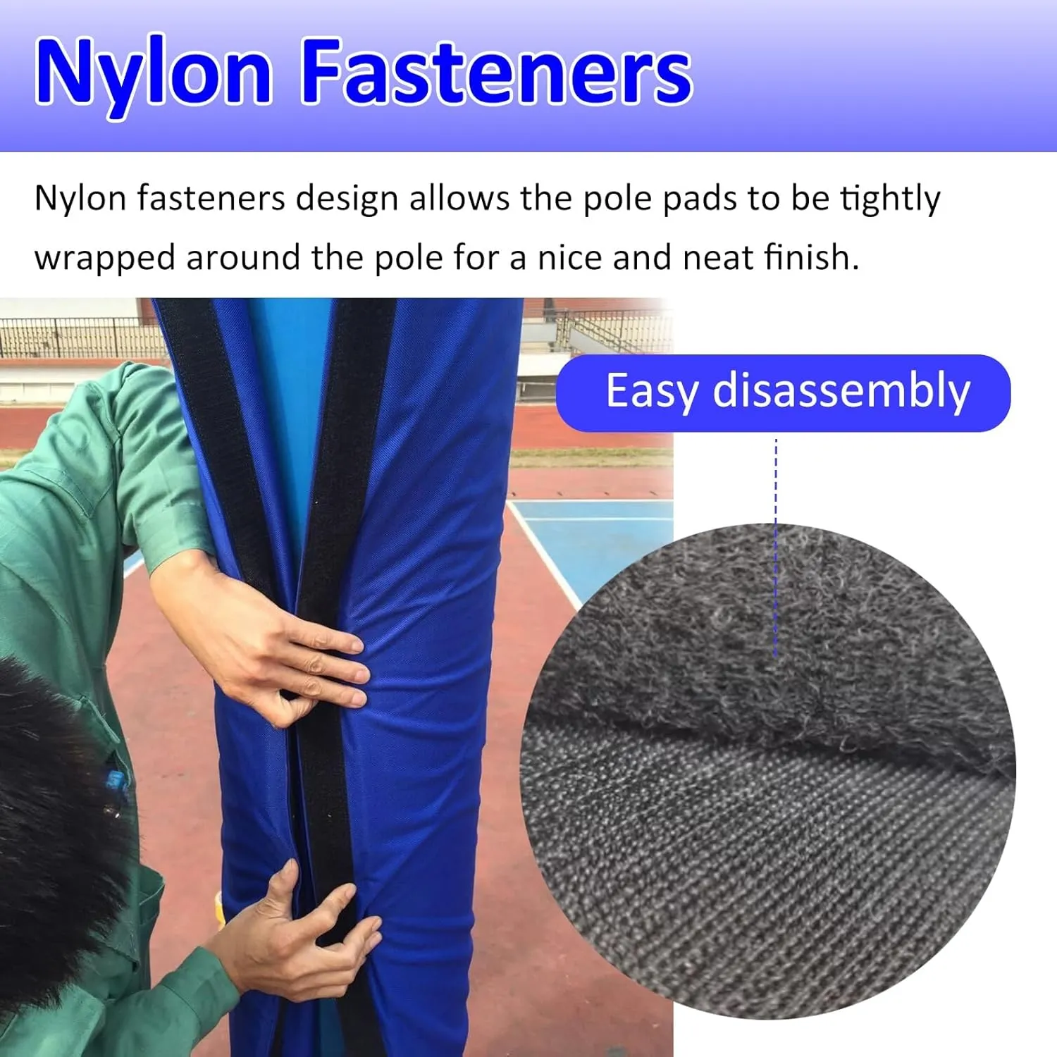 School Basketball Post Protector 4.9' 5.2' 5.6' 5.9', Street Lamp Basketball Football Volleyball Pole Protective Pads, All-Weather Garage Pole Padding Wrap Around(Dia 165mm (6 1/2in),H 1.7m/5.6ft)