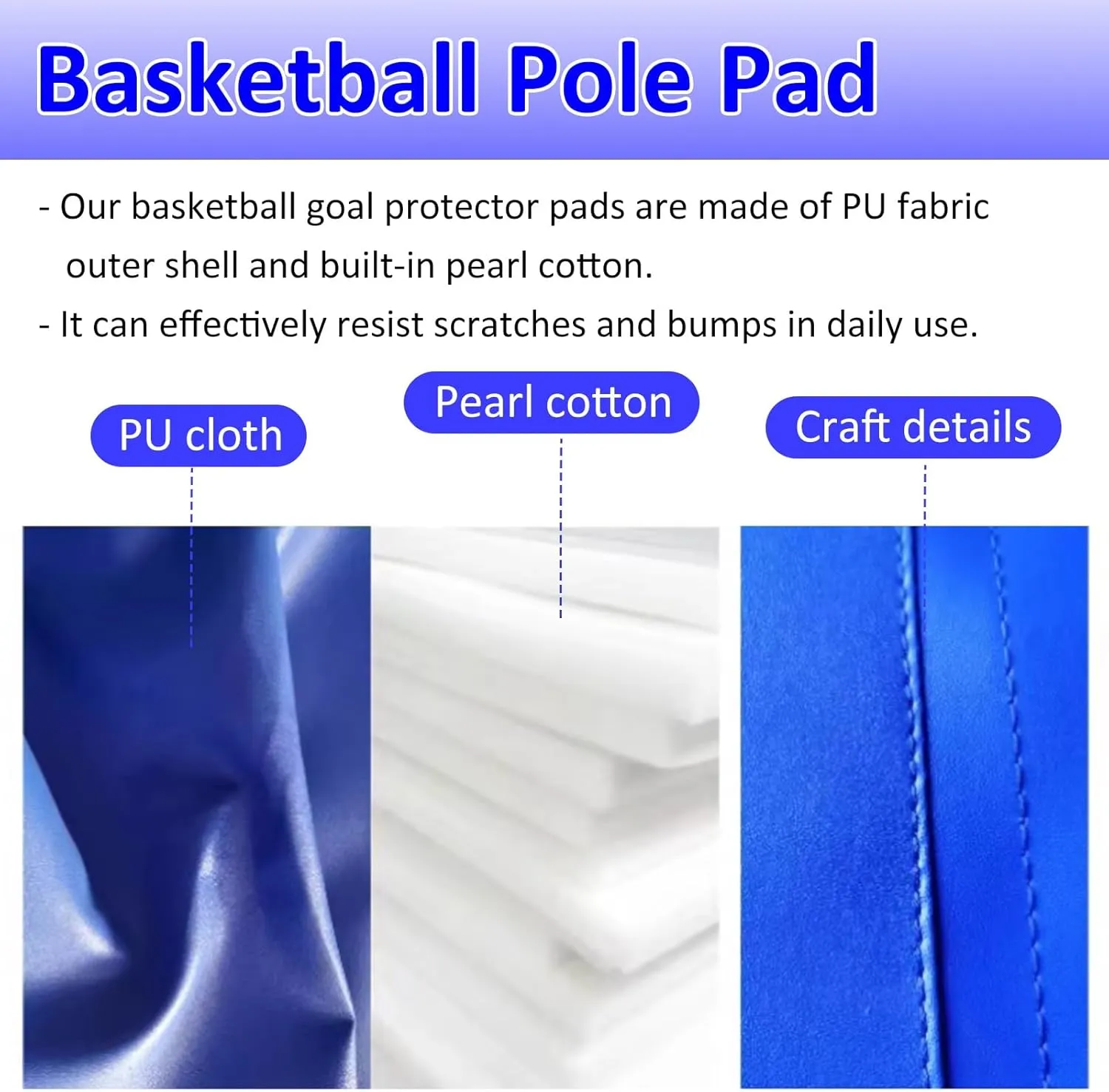 School Basketball Post Protector 4.9' 5.2' 5.6' 5.9', Street Lamp Basketball Football Volleyball Pole Protective Pads, All-Weather Garage Pole Padding Wrap Around(Dia 165mm (6 1/2in),H 1.7m/5.6ft)
