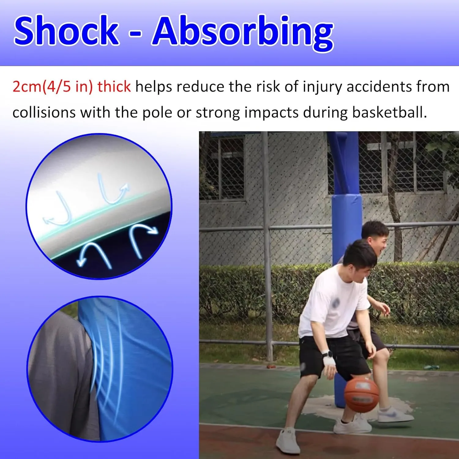 School Basketball Post Protector 4.9' 5.2' 5.6' 5.9', Street Lamp Basketball Football Volleyball Pole Protective Pads, All-Weather Garage Pole Padding Wrap Around(Dia 165mm (6 1/2in),H 1.7m/5.6ft)