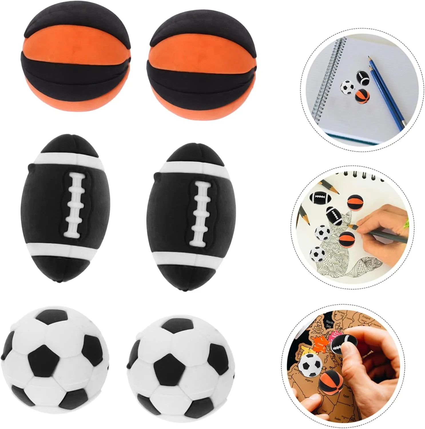 School Stationery Set 25pcs Eraser Children Cartoon Erasers Light Weight Football Toy