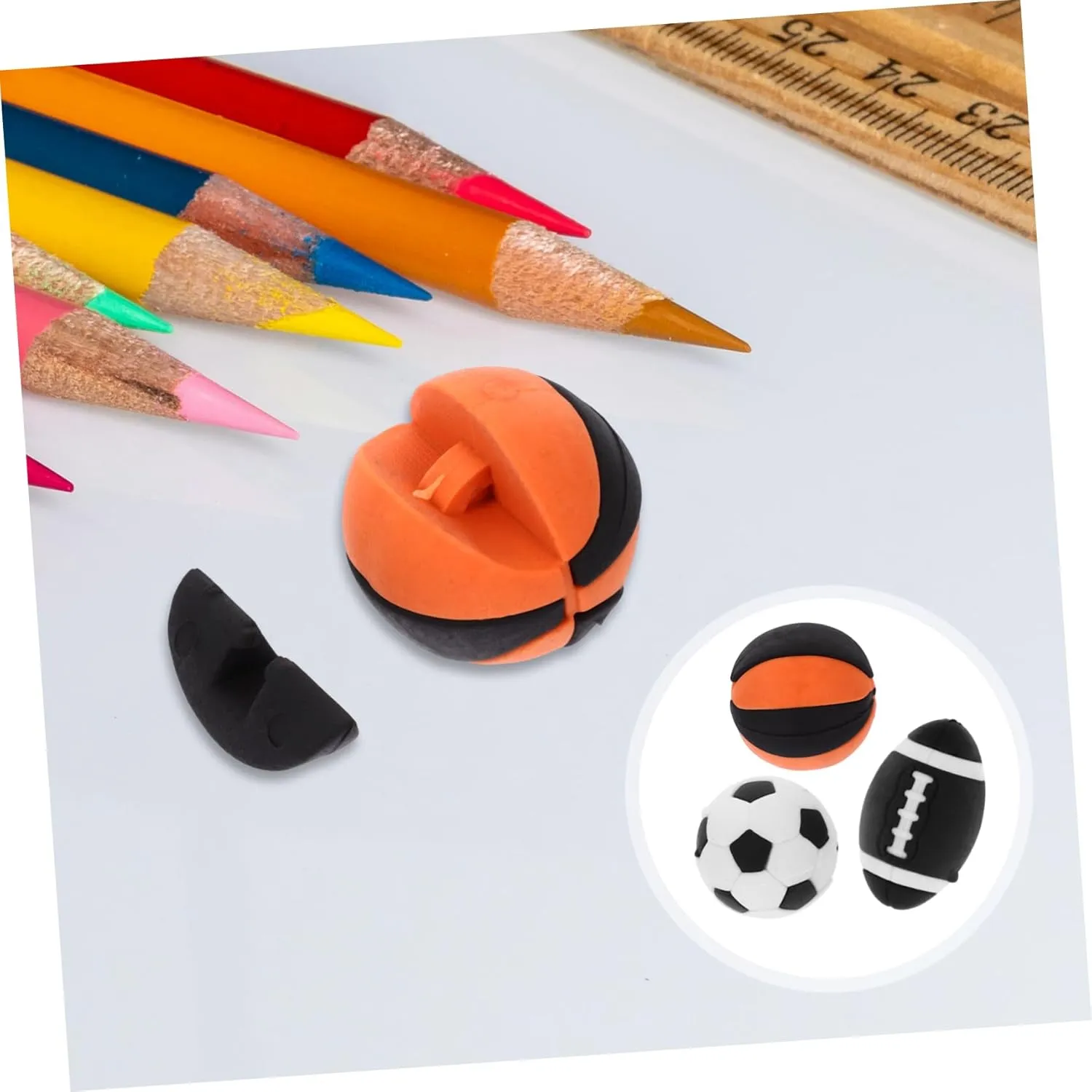 School Stationery Set 25pcs Eraser Children Cartoon Erasers Light Weight Football Toy