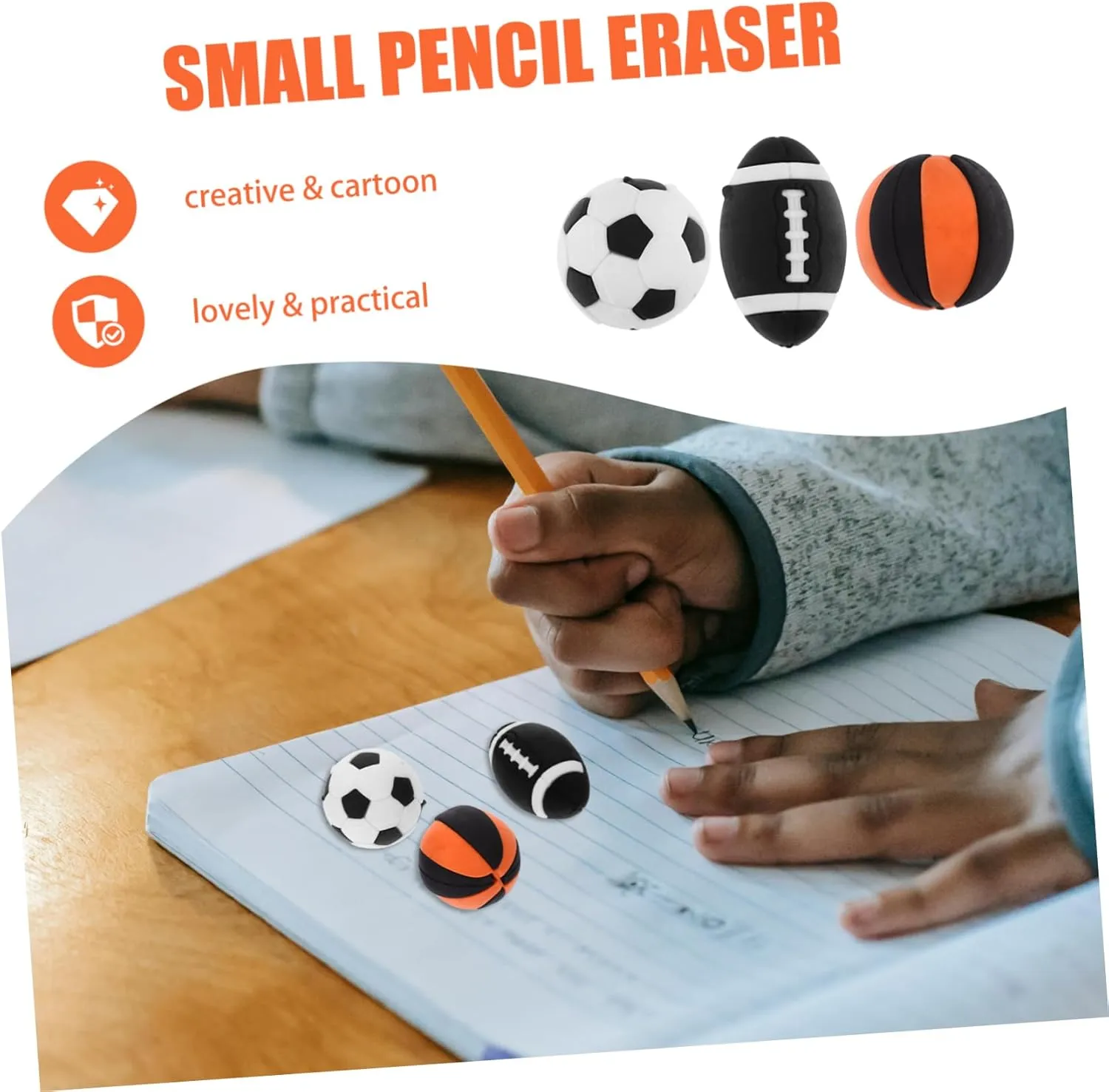 School Stationery Set 25pcs Eraser Children Cartoon Erasers Light Weight Football Toy