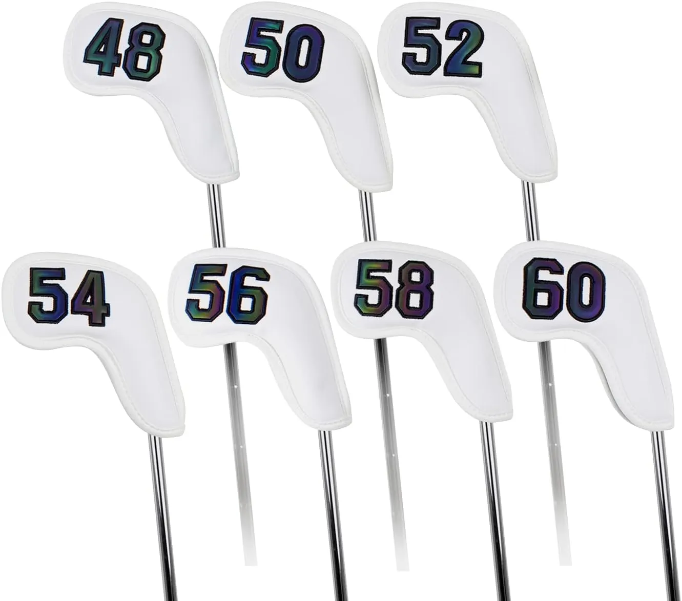 Scott Edward Prof 7Pcs Leather Wedge Golf Iron Head Covers Protective Club Waterproof & Scratch Resistant 48 50 52 54 56 58 60 Degree