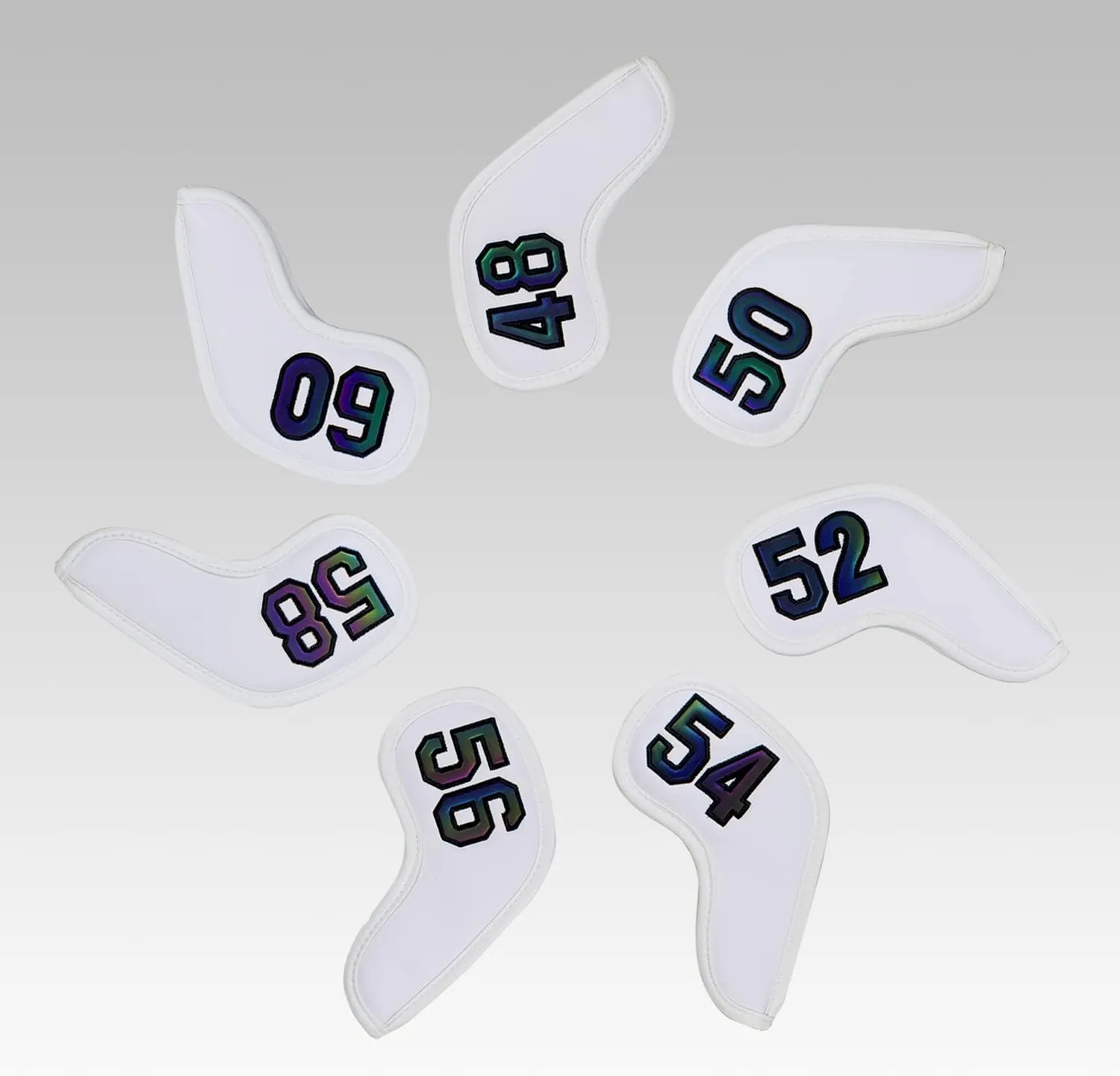 Scott Edward Prof 7Pcs Leather Wedge Golf Iron Head Covers Protective Club Waterproof & Scratch Resistant 48 50 52 54 56 58 60 Degree