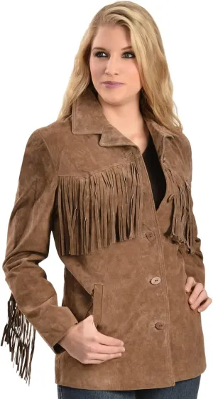 Scully Western Jacket Womens Leather Fringe Button Cinnamon F0_L74