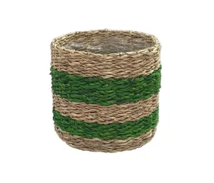 Seagrass Green Striped Basket