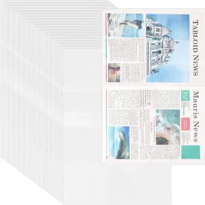 Seajan 100 Pcs 24 x 16 Inch Clear Newspaper Bags Plastic Bags Plastic Sleeves for Artwork Magazine Protector Sleeves Newspaper Sleeves for Newspapers Packaging Photo Preservation