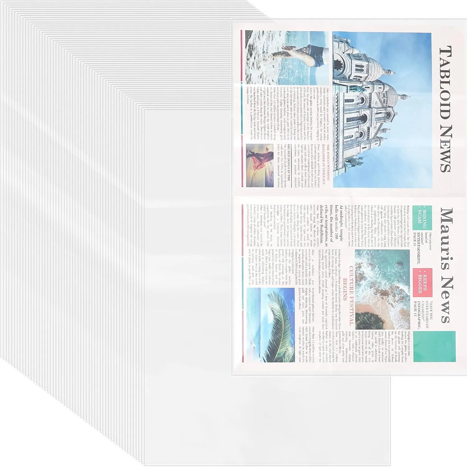 Seajan 100 Pcs 24 x 16 Inch Clear Newspaper Bags Plastic Bags Plastic Sleeves for Artwork Magazine Protector Sleeves Newspaper Sleeves for Newspapers Packaging Photo Preservation