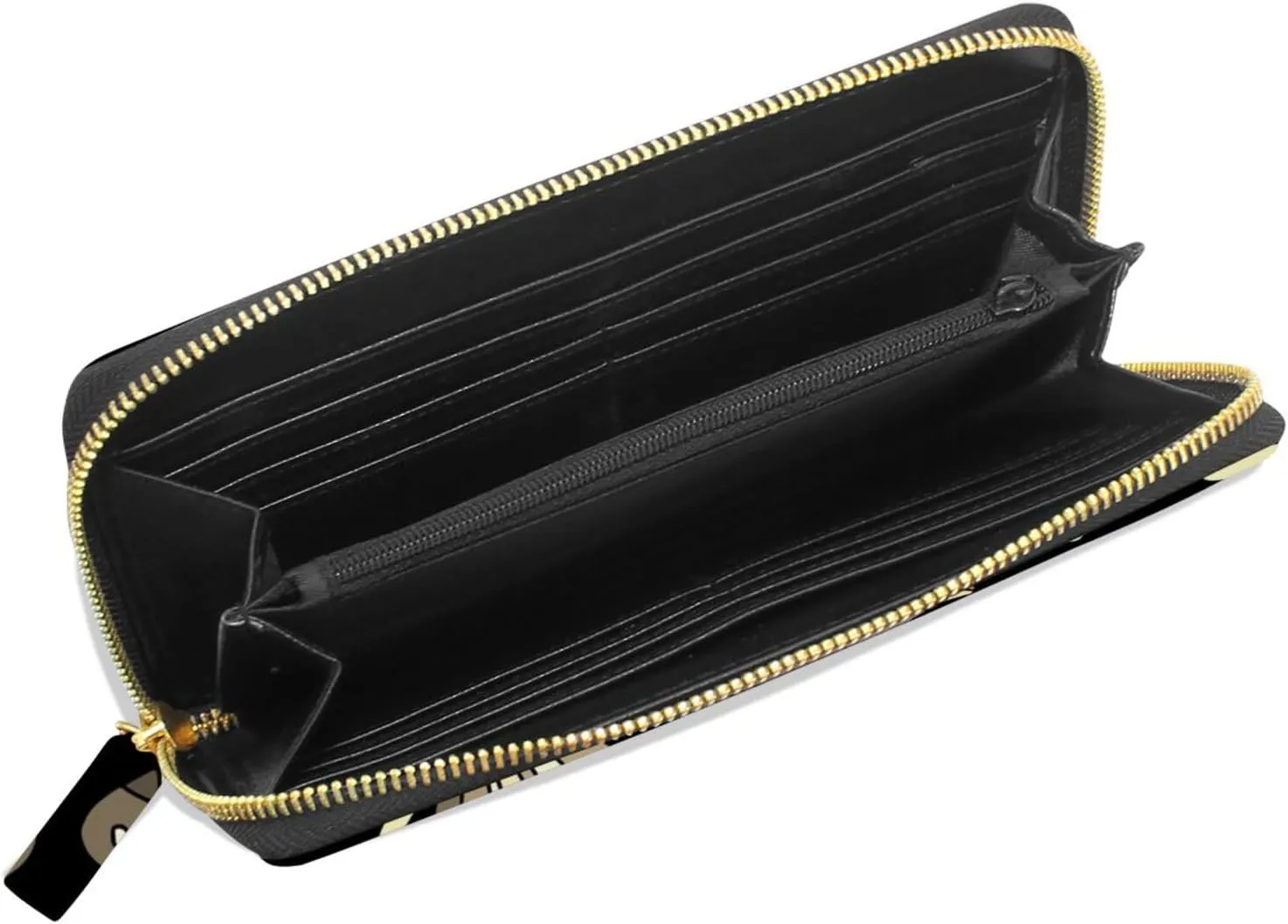 Seamless Retro Dragonflies Flowers on Black Dark Background Leather Long Wallet Organizer with Zipper Purse Clutch Bag for Women Men Key Card Coin Passport Checkbook 8 x 4 inch