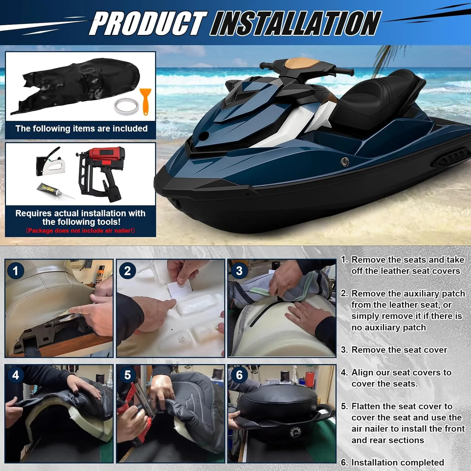 Seat Cover Replacement for SeaDoo 2011-2018 GTI SE / 2012-2018 GTR 215/230 / 2011-2018 GTI Limited 155