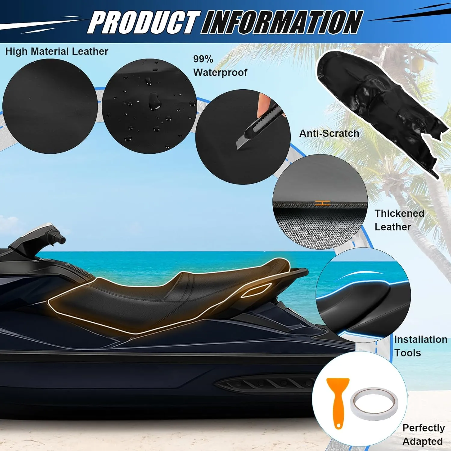 Seat Cover Replacement for SeaDoo 2011-2018 GTI SE / 2012-2018 GTR 215/230 / 2011-2018 GTI Limited 155