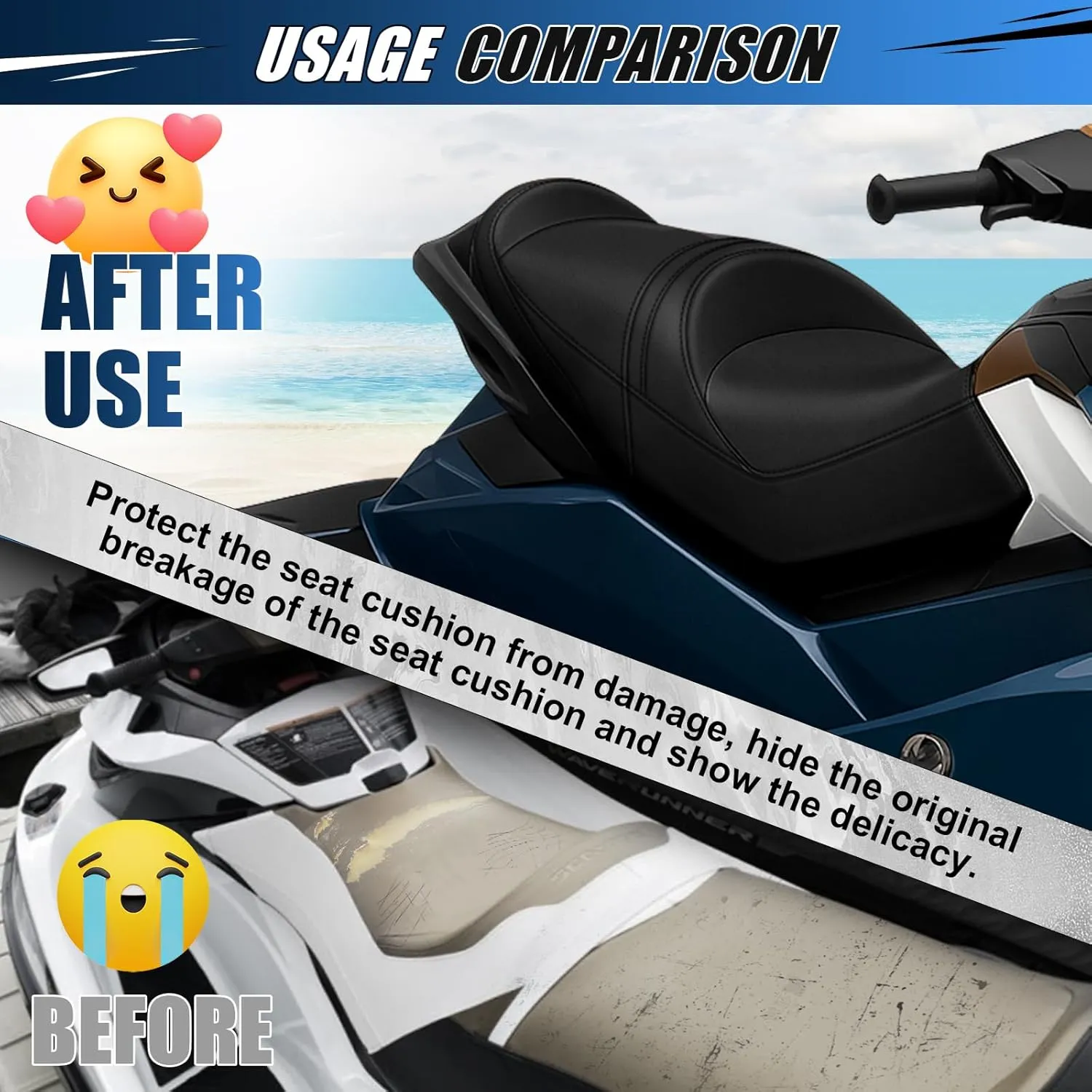 Seat Cover Replacement for SeaDoo 2011-2018 GTI SE / 2012-2018 GTR 215/230 / 2011-2018 GTI Limited 155