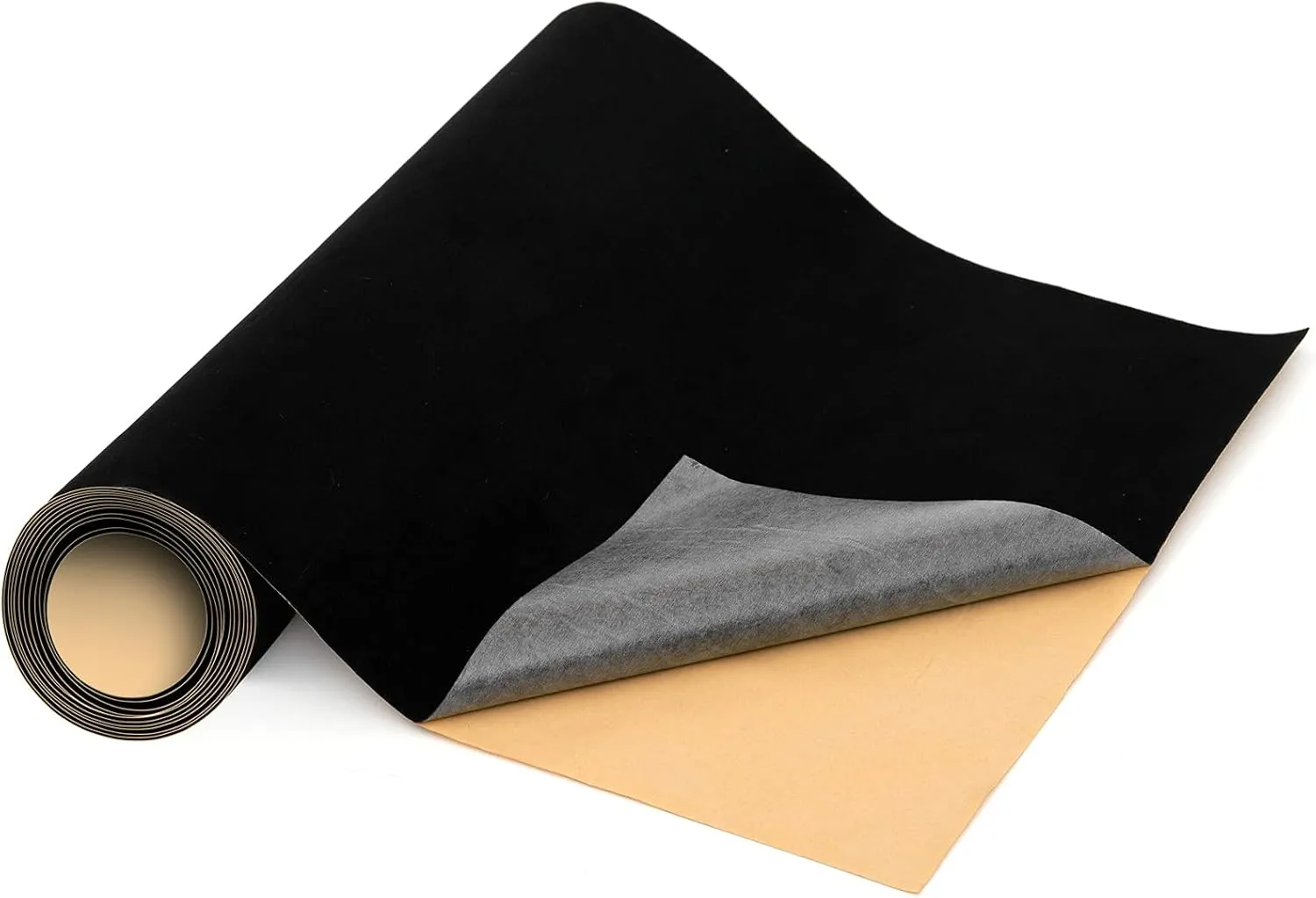 Self Adhesive Felt Fabric, Soft Velvet Drawer Liner, DIY Velvet Fabric for Art & Crafts, Jewelry Box Felt Liner, Solid Color Felt Wallpaper (17" x 130", Black)
