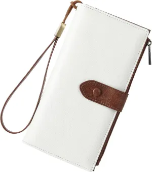 SENDEFN Slim Leather Womens Wallet RFID Blocking Credit Card Holder bifold Ladies Wristlet Purse with Zipper Pocket