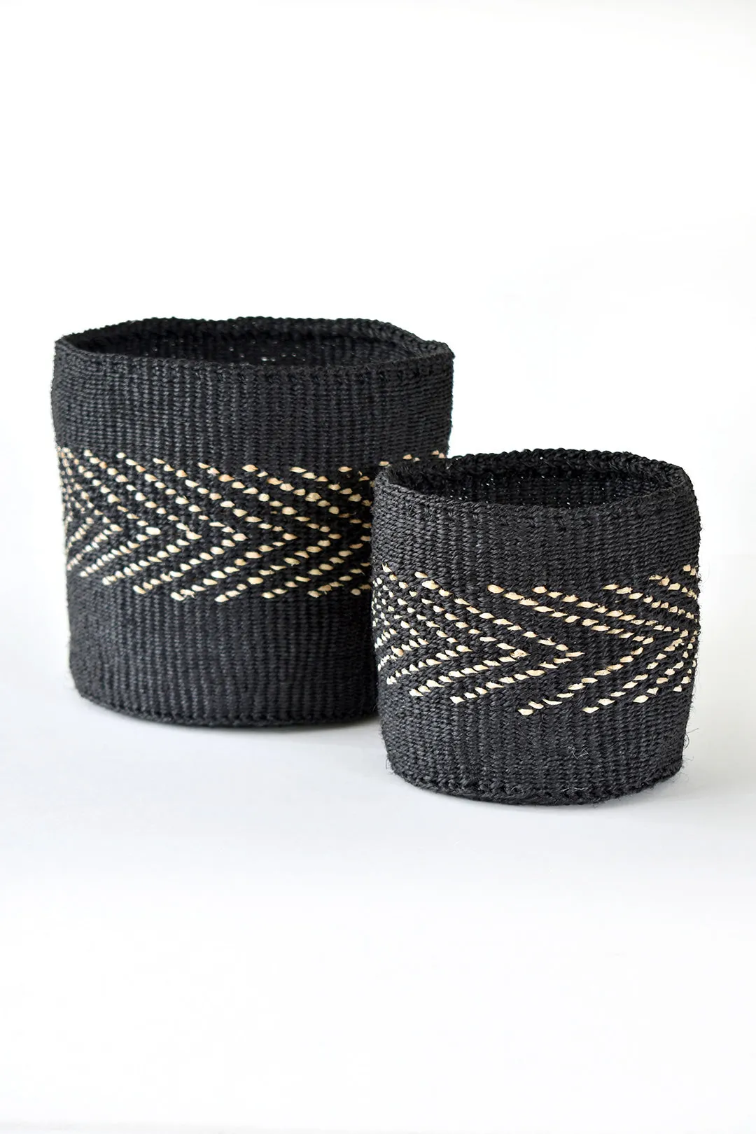 Set of 2 Small Arrow Banana Fiber and Sisal Bins