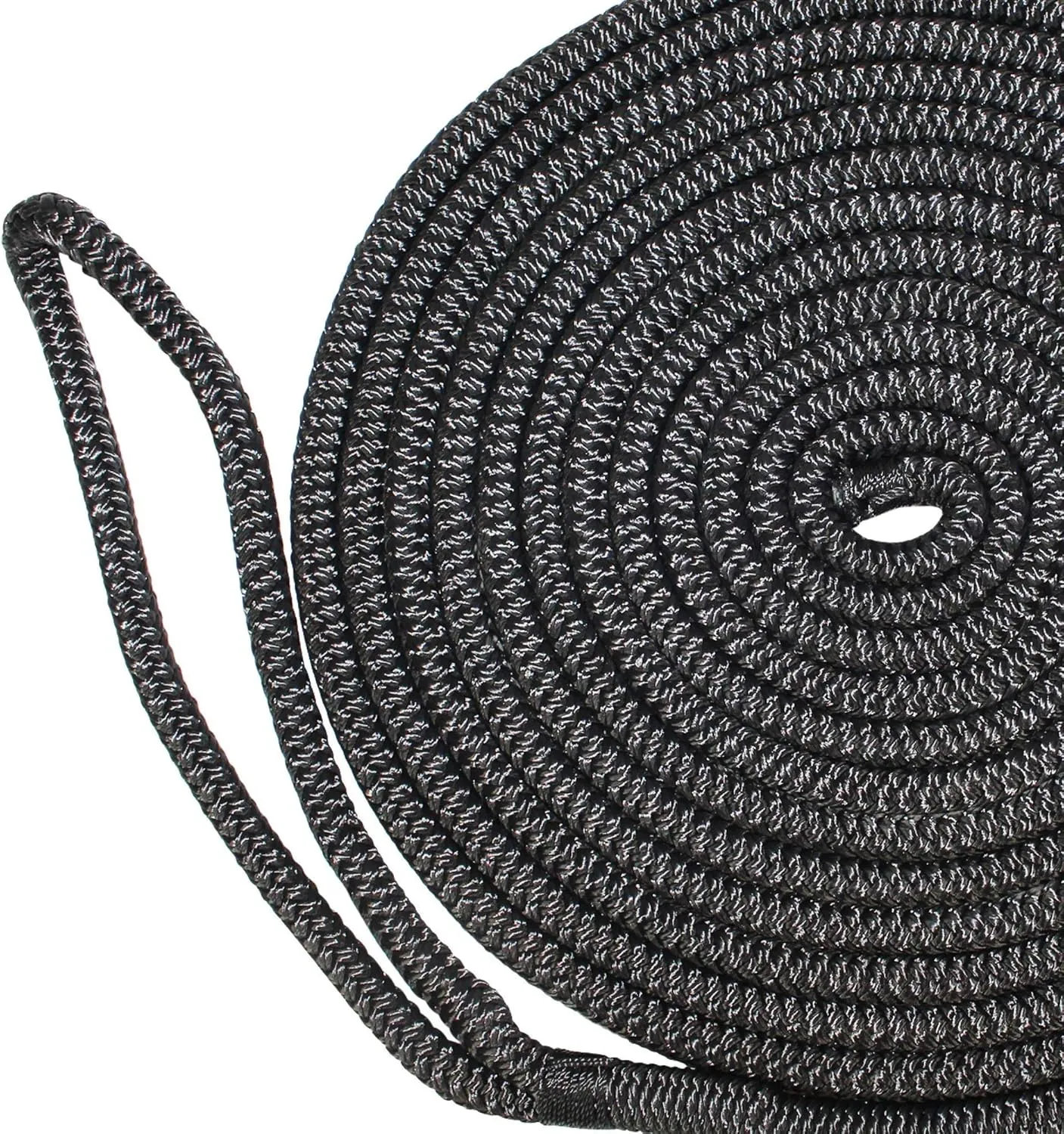 SGT KNOTS Double Braid Nylon Dockline - Long Lasting Marine Ropes for Boats (1/2" x 20ft, 2Pack - Black)