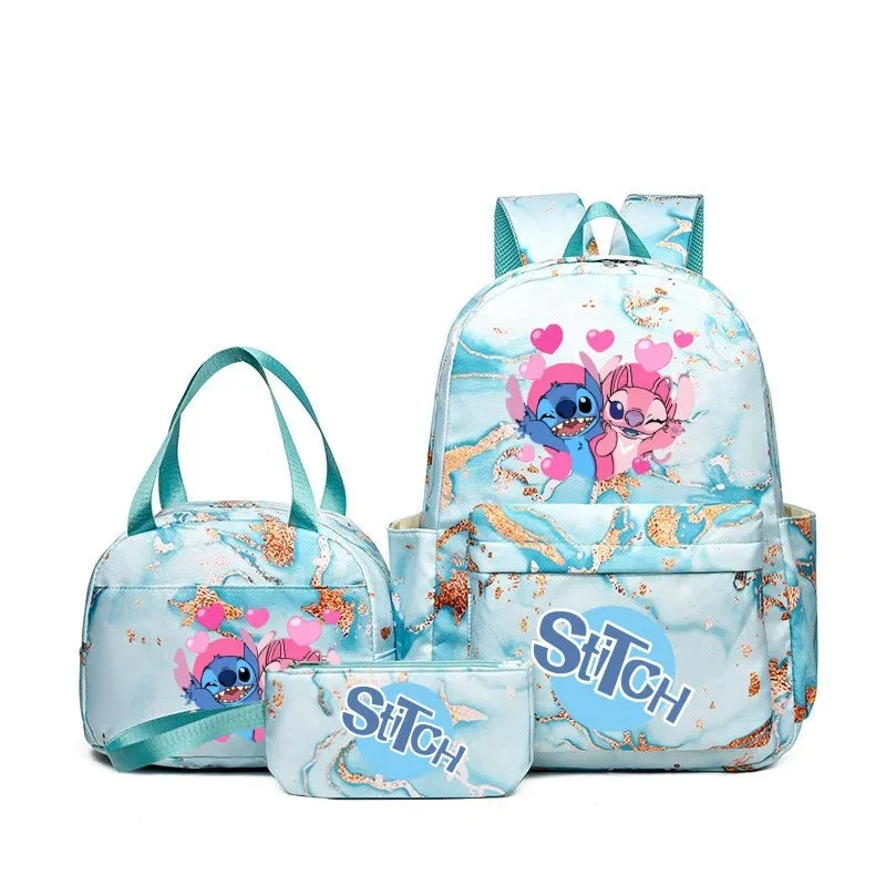 Shamushop™ 3-in-1 Stitch-Inspired Backpack Set – Lightweight School & Travel Bag with Tote and Pouch