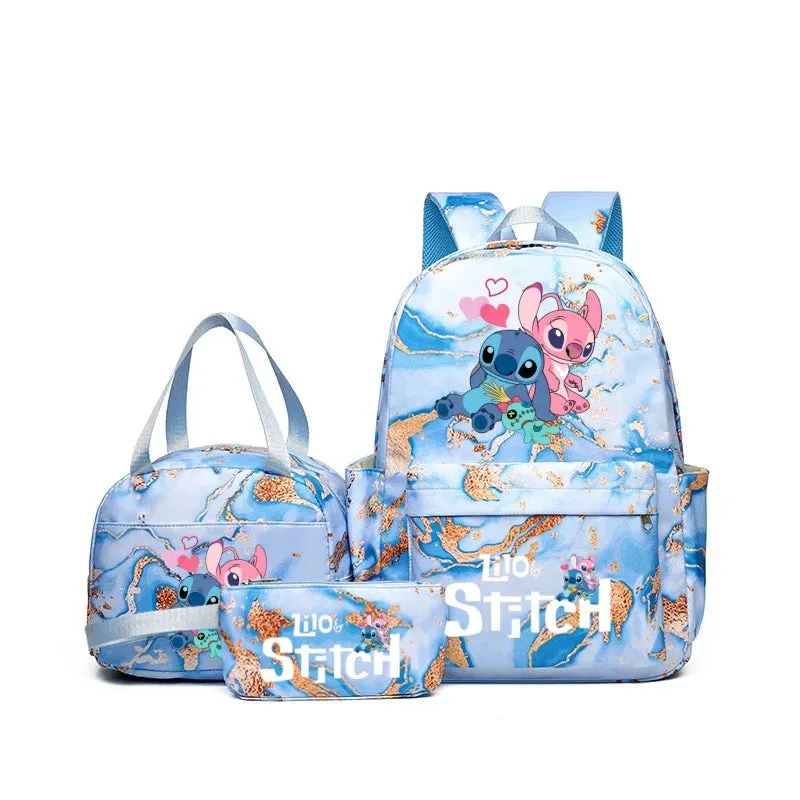 Shamushop™ 3-in-1 Stitch-Inspired Backpack Set – Lightweight School & Travel Bag with Tote and Pouch