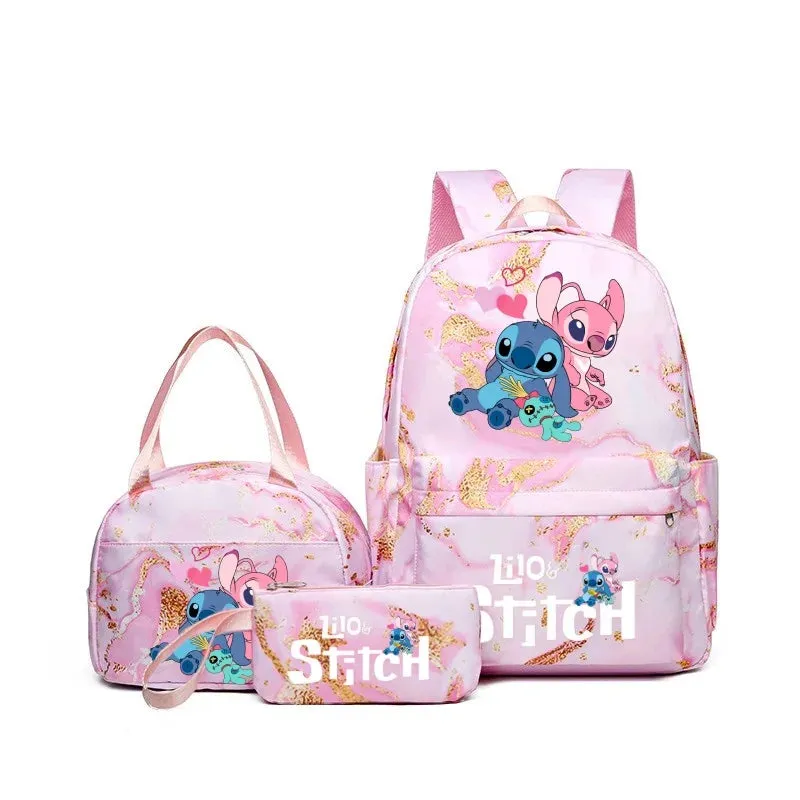 Shamushop™ 3-in-1 Stitch-Inspired Backpack Set – Lightweight School & Travel Bag with Tote and Pouch