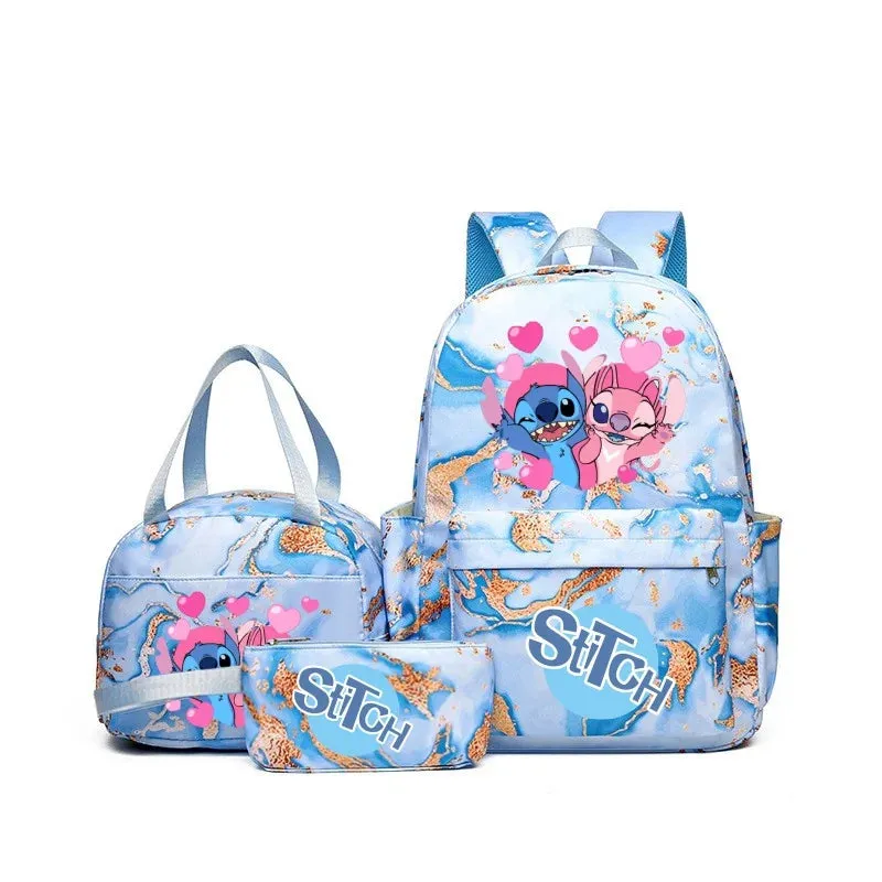 Shamushop™ 3-in-1 Stitch-Inspired Backpack Set – Lightweight School & Travel Bag with Tote and Pouch