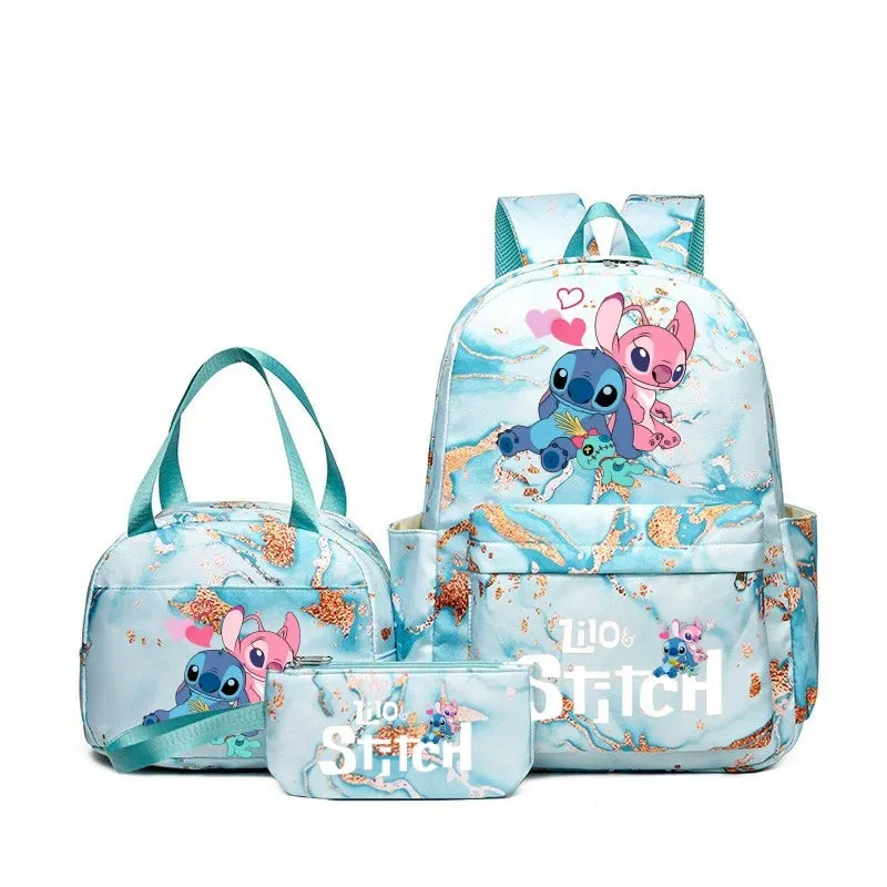 Shamushop™ 3-in-1 Stitch-Inspired Backpack Set – Lightweight School & Travel Bag with Tote and Pouch