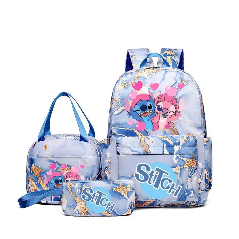 Shamushop™ 3-in-1 Stitch-Inspired Backpack Set – Lightweight School & Travel Bag with Tote and Pouch