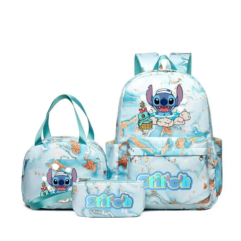 Shamushop™ 3-in-1 Stitch-Inspired Backpack Set – Lightweight School & Travel Bag with Tote and Pouch