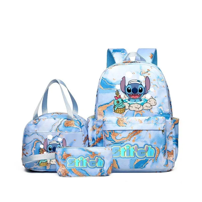 Shamushop™ 3-in-1 Stitch-Inspired Backpack Set – Lightweight School & Travel Bag with Tote and Pouch