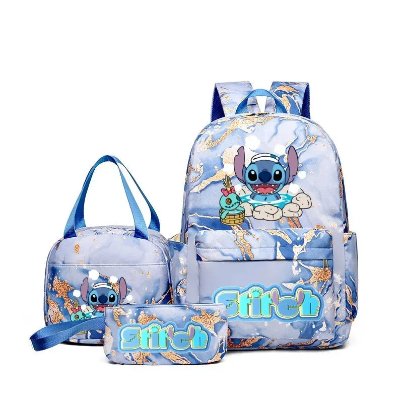 Shamushop™ 3-in-1 Stitch-Inspired Backpack Set – Lightweight School & Travel Bag with Tote and Pouch