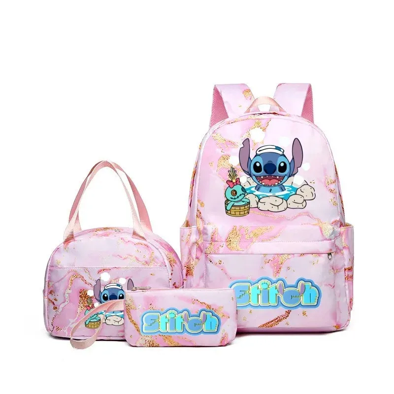 Shamushop™ 3-in-1 Stitch-Inspired Backpack Set – Lightweight School & Travel Bag with Tote and Pouch