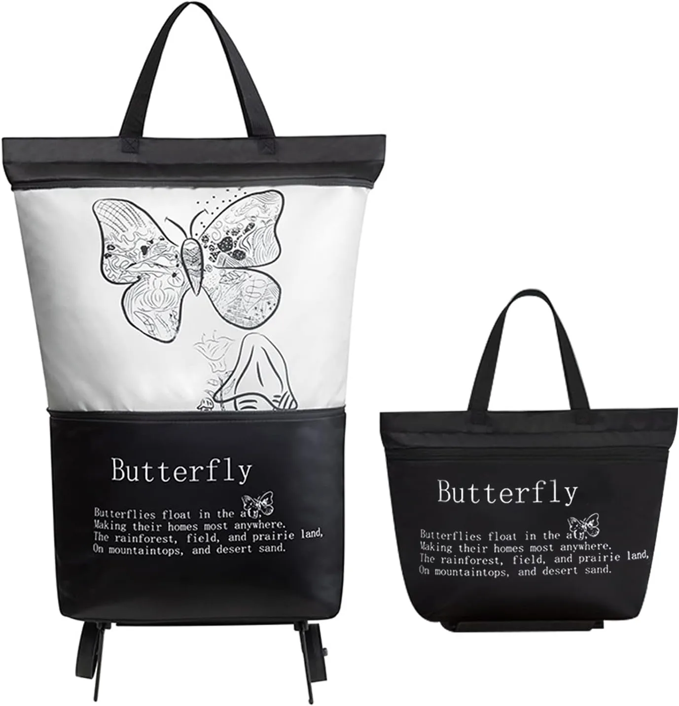 Shopping Bag with Wheels Foldable Trolley Bags Collapsible Reusable Grocery Cart for Travel Shopping Home Kitchen Supermarket