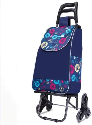 Shopping Cart Portable Utility Carts Folding Trolley Light Weight Stair Climbing Cart with Triangle Crystal Wheel
