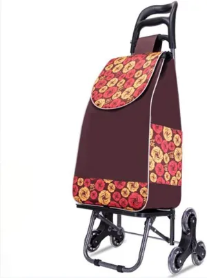 Shopping Cart Portable Utility Carts Folding Trolley Light Weight Stair Climbing Cart with Triangle Crystal Wheel