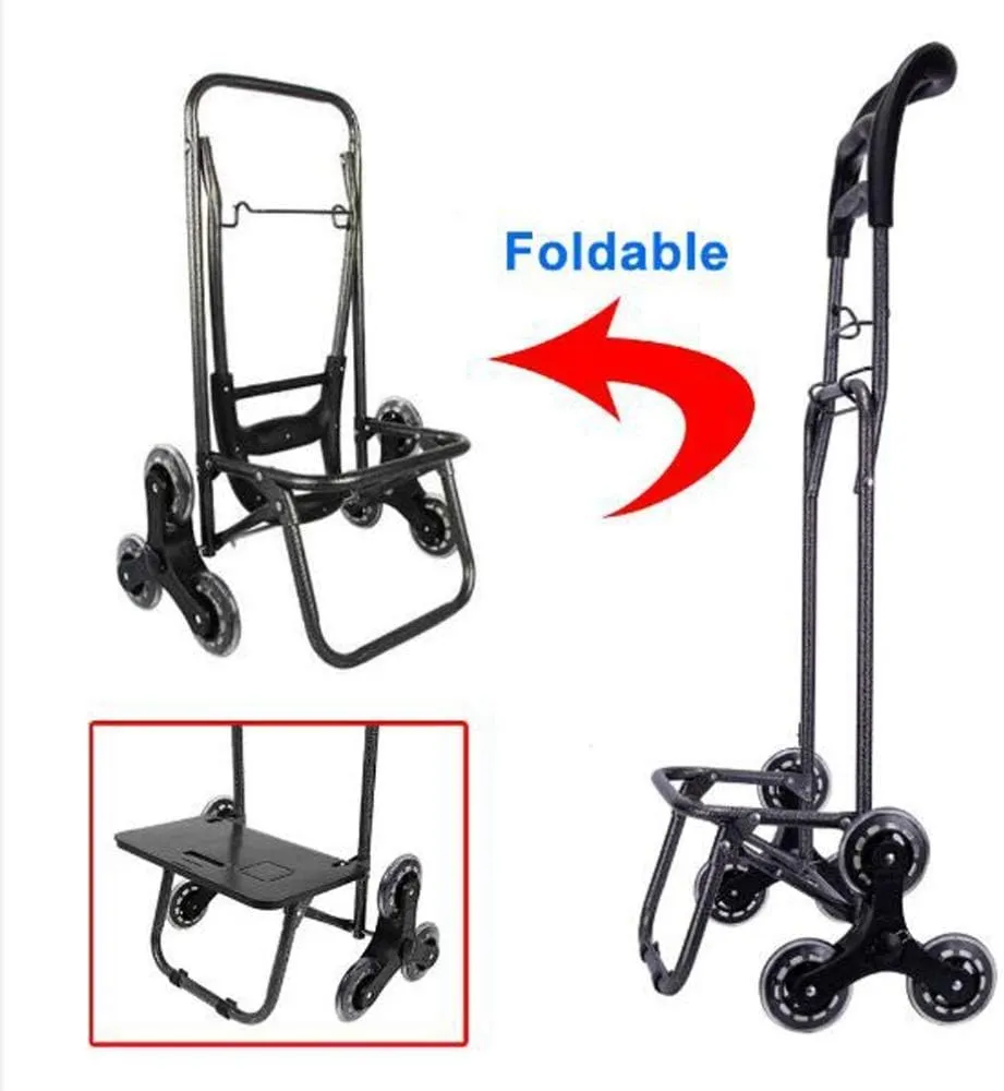 Shopping Cart Portable Utility Carts Folding Trolley Light Weight Stair Climbing Cart with Triangle Crystal Wheel