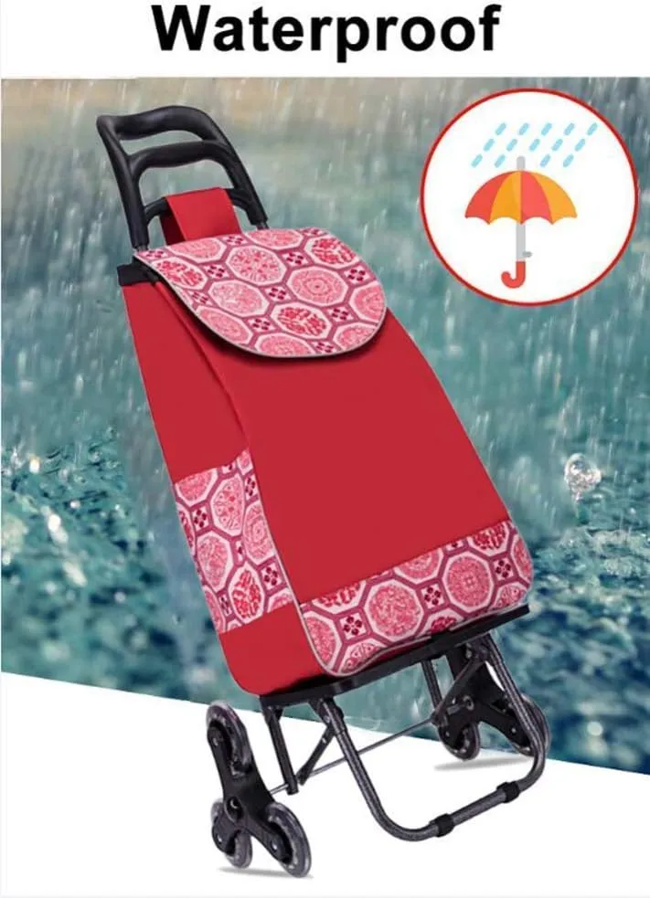 Shopping Cart Portable Utility Carts Folding Trolley Light Weight Stair Climbing Cart with Triangle Crystal Wheel