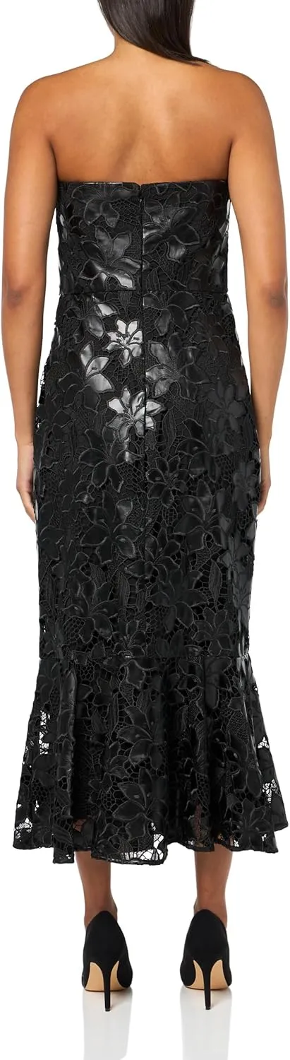 Shoshanna Women's Midnight Vegan Leather Lace Alexi Dress