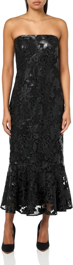 Shoshanna Women's Midnight Vegan Leather Lace Alexi Dress
