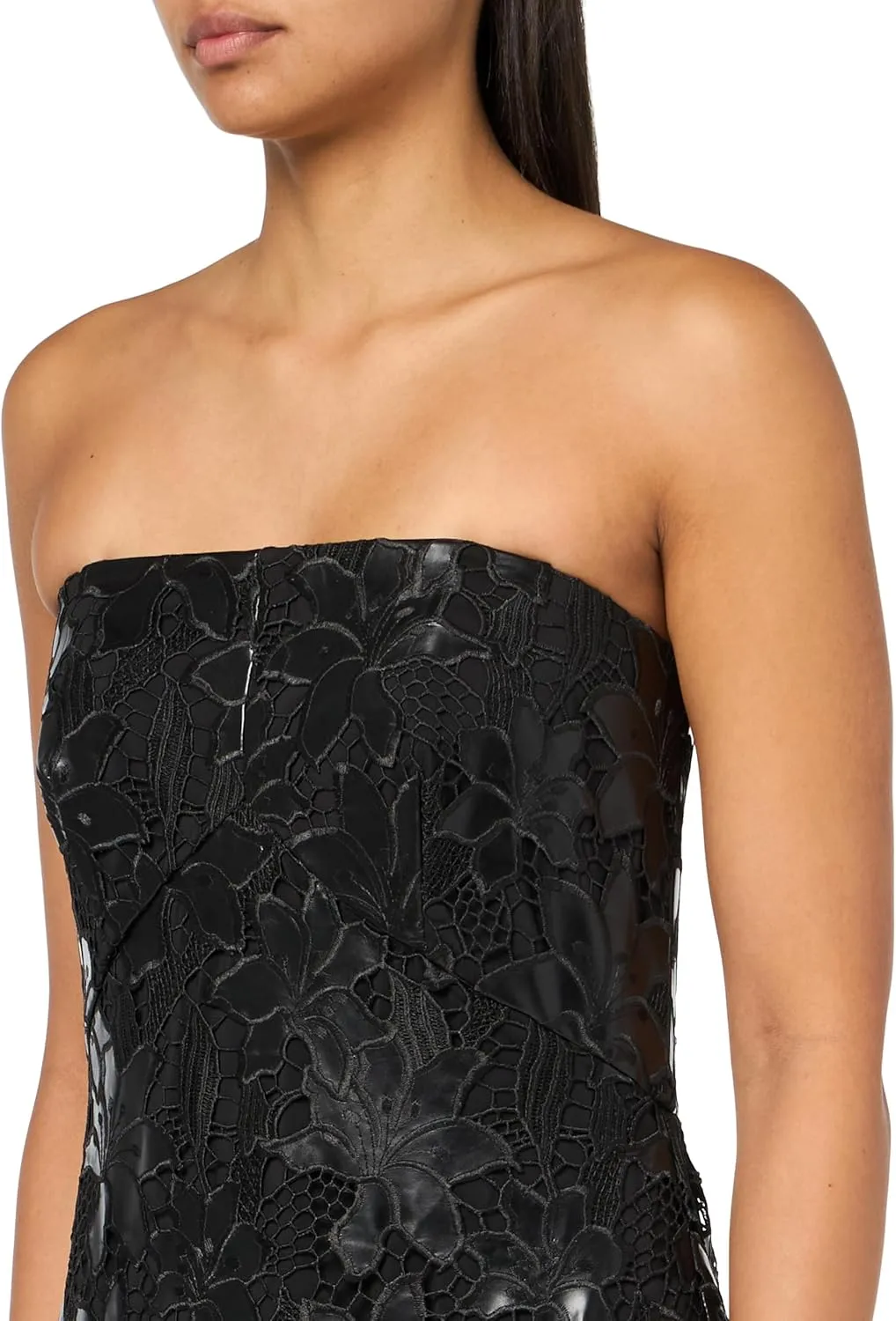 Shoshanna Women's Midnight Vegan Leather Lace Alexi Dress
