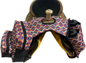 Showman Bright Aztec Print Insulated Nylon Horn Bag w/Water Bottles