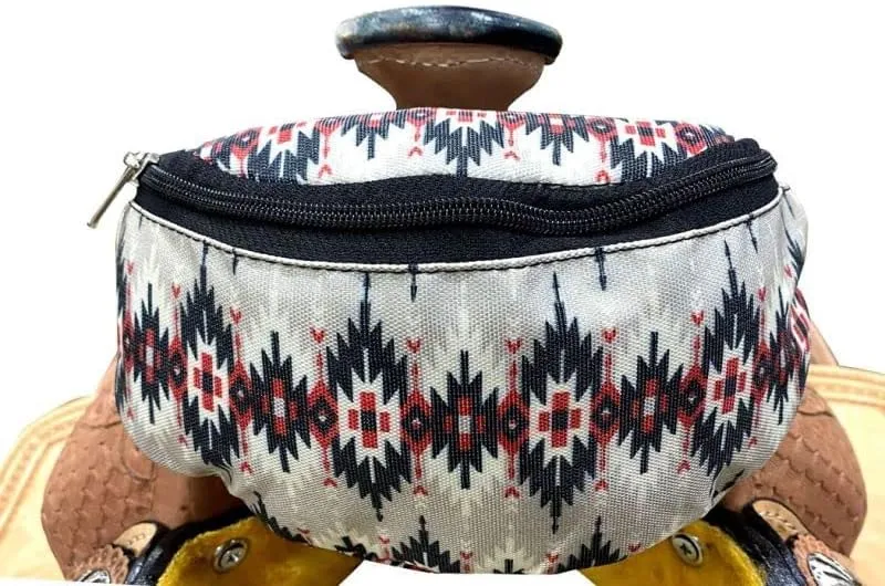 Showman Gray Aztec Print Insulated Nylon Saddle Pouch