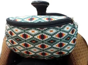 Showman Green Aztec Print Insulated Nylon Saddle Pouch