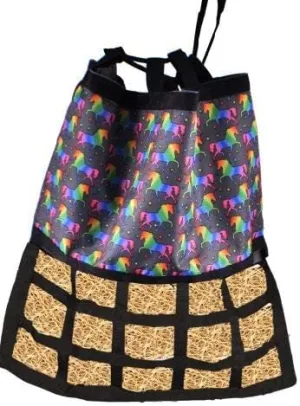 Showman Unicorn Print Nylon Scratchless Slow Feed Hay Bag