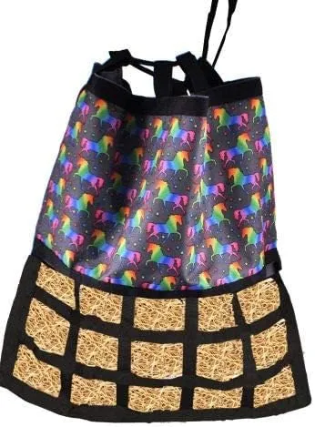 Showman Unicorn Print Nylon Scratchless Slow Feed Hay Bag