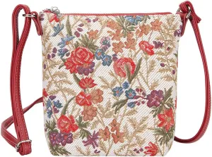 Signare Tapestry Small Crossbody Bag Sling Bag for Women with Flower Meadow Design