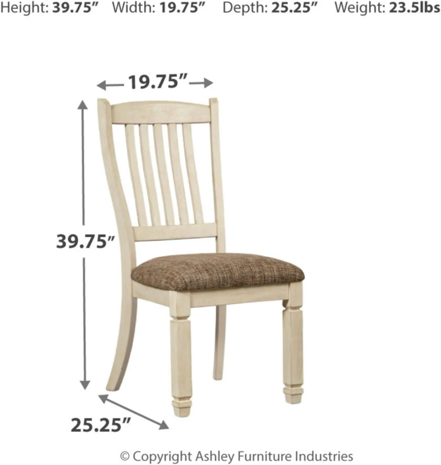 Signature Design by Ashley Bolanburg 20" Upholstered Dining Room Chair, Set of 2, Antique White