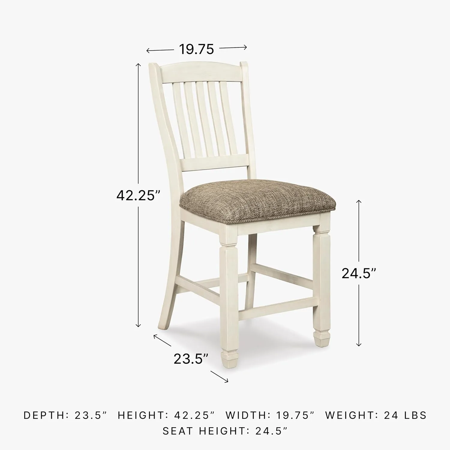 Signature Design by Ashley Bolanburg 24" Counter Height Farmhouse Barstool, 2 Count, Antique White