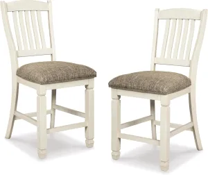 Signature Design by Ashley Bolanburg 24" Counter Height Farmhouse Barstool, 2 Count, Antique White