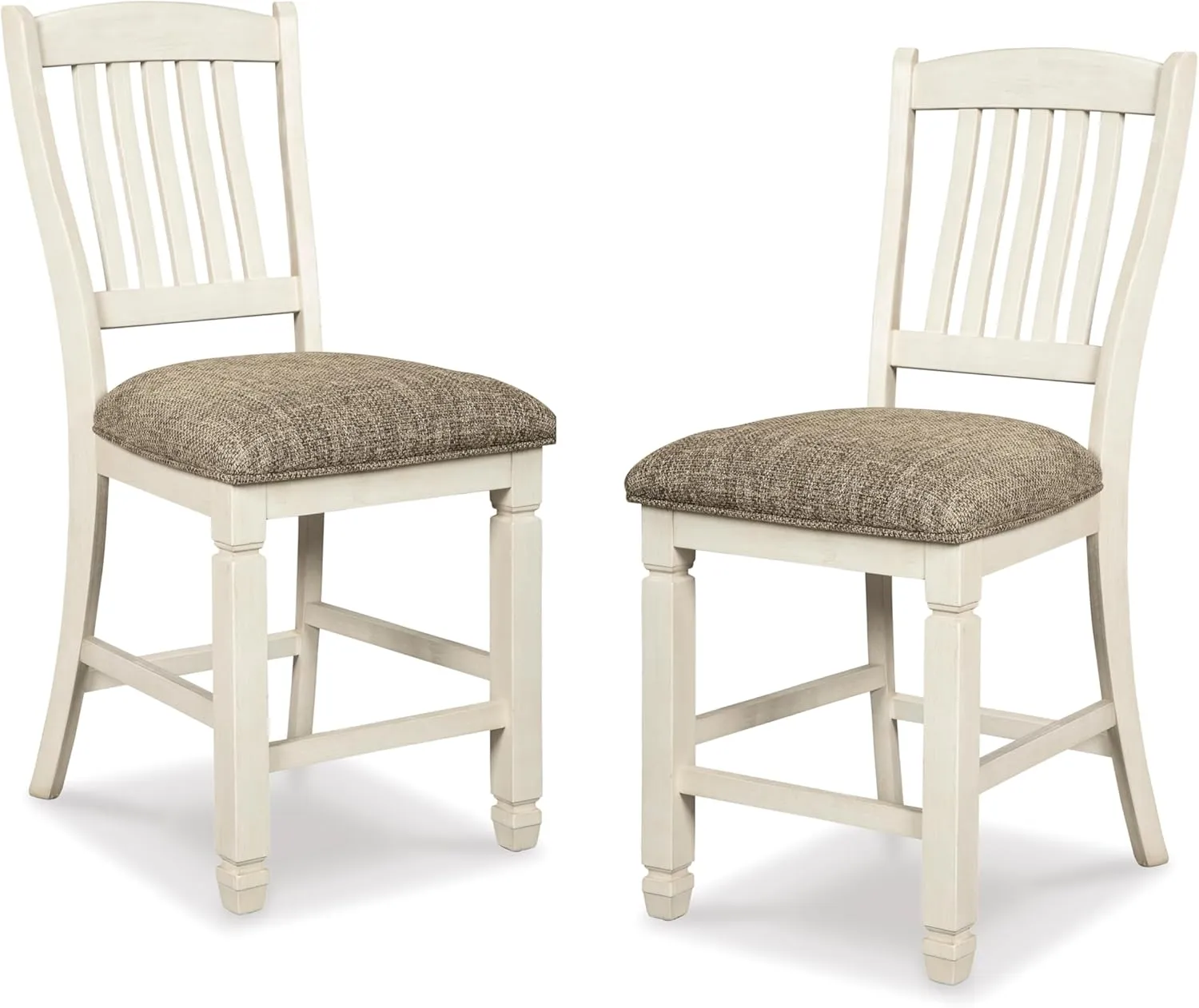 Signature Design by Ashley Bolanburg 24" Counter Height Farmhouse Barstool, 2 Count, Antique White