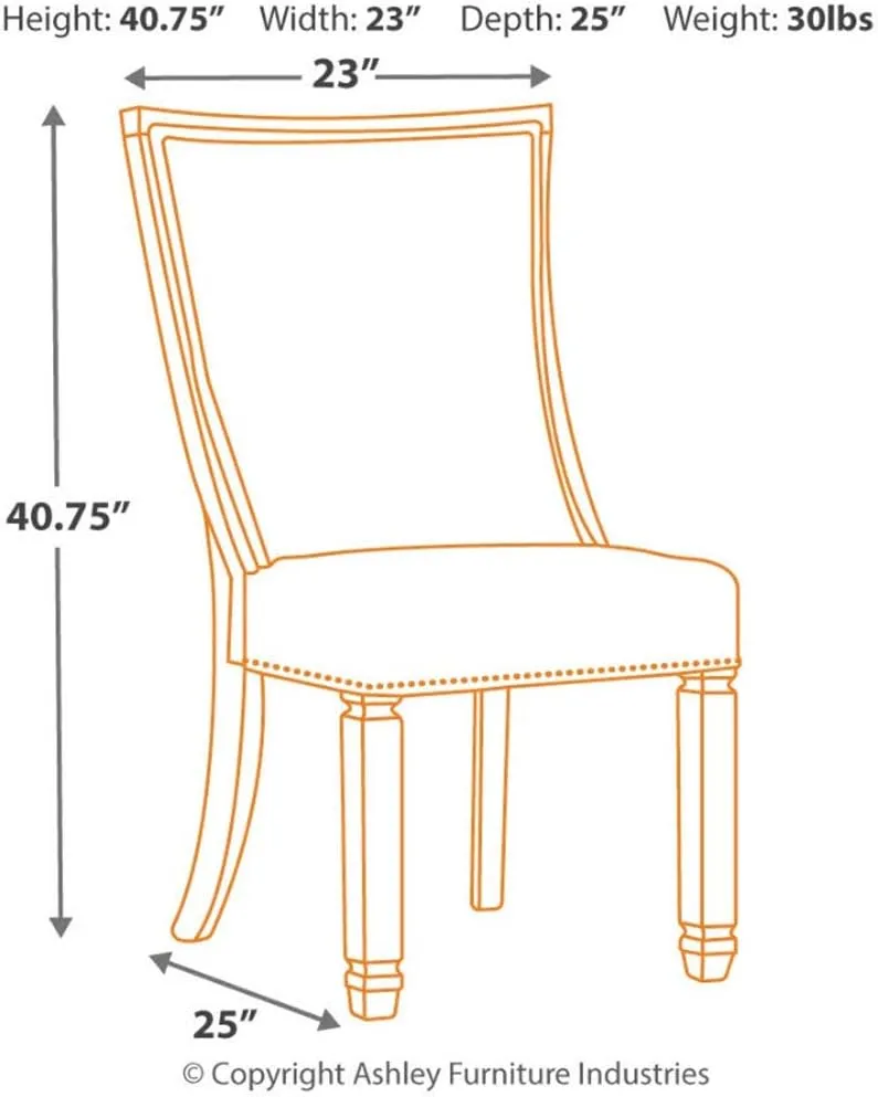 Signature Design by Ashley Bolanburg Modern Farmhouse Upholstered Dining Chair, 2 Count, Brown
